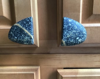 Black Basalt and Granite split stone knobs, Perfect Pairs, Made in USA, matching stone knobs