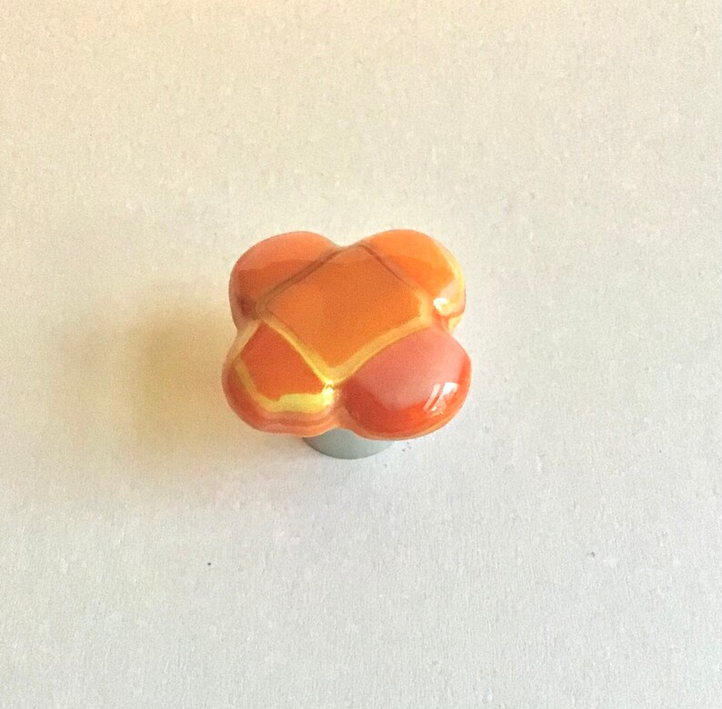 Orange and Yellow Citrus Glass Knob Orange Knob Etsy