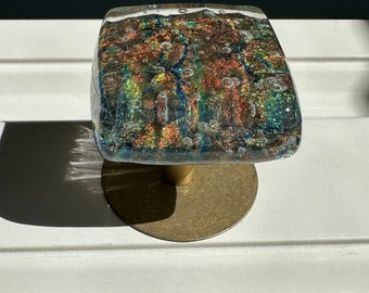 Copper-Gold Dazzlers, pomelli per mobili in vetro fatti a mano e personalizzati, maniglie per cassetti da cucina