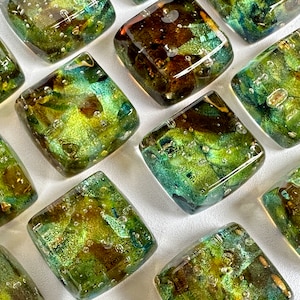 Everglades glass cabinet knob, shimmering gold, greens and amber, chunky knob different from every angle