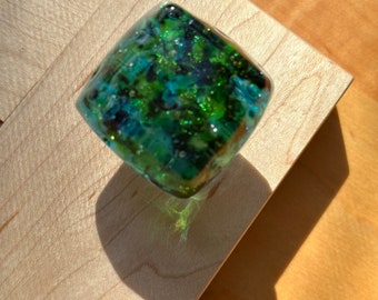 Blue-Green glass knob, custom made in USA,  Lake and Forest colors cabinet knobs. Dancing Water-Forest Stream