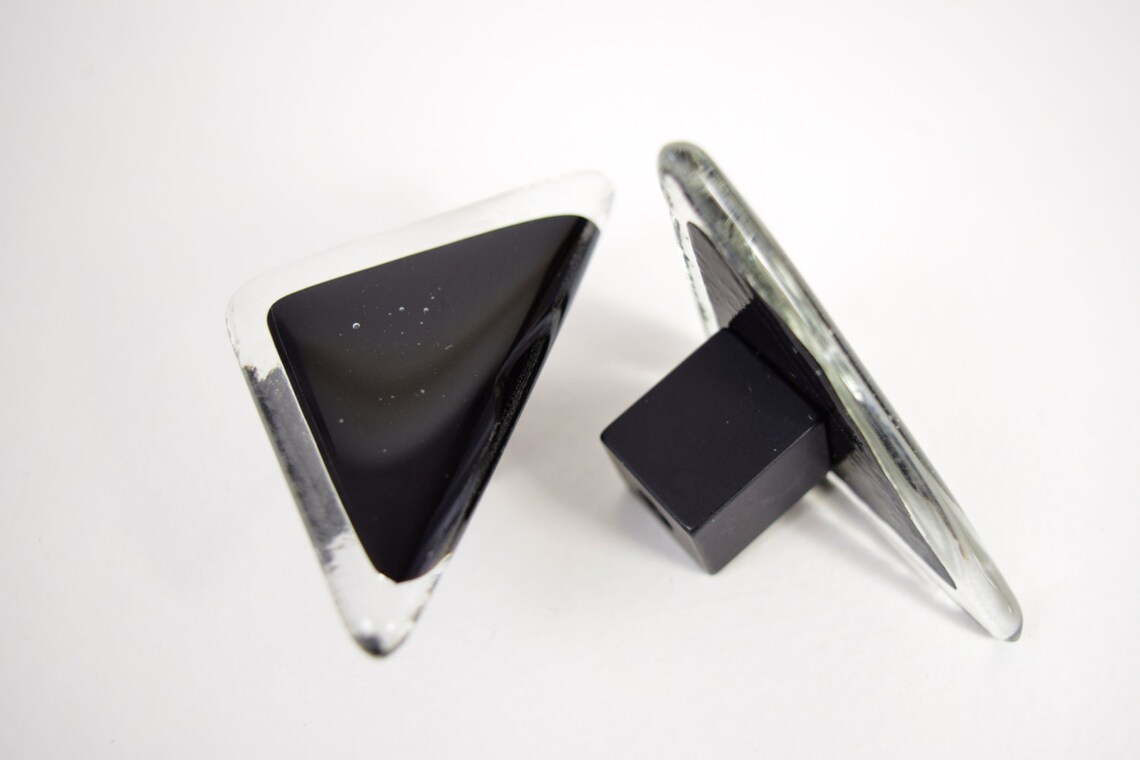 Black and Clear Triangle Knobs Made in USA Glass Knobs Etsy