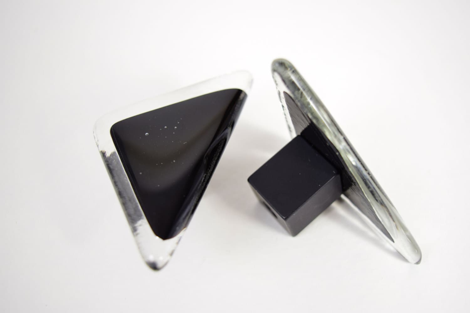 Black and Clear Triangle Knobs Made in USA Glass Knobs Etsy