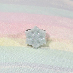 Fairy Kei Ring, Snowflake Ring, Winter Ring, Pop Kei Ring, Deco Lolita Ring, Sweet Lolita Ring, Decora Ring, Fairytale Ring, Glitter Ring image 1