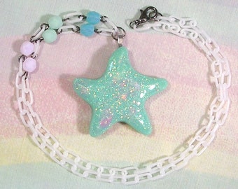 Starfish Necklace, Mermaid Necklace, Pop Kei Necklace, Fairy Kei Necklace, Seapunk Necklace, Sweet Lolita Necklace, Cutecore Necklace