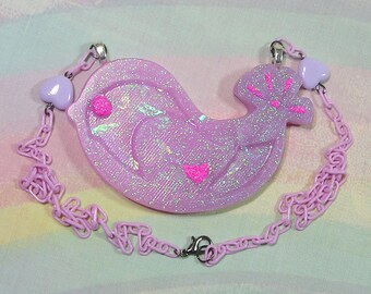 Fairy Kei Necklace, Decora Necklace, Pop Kei Necklace, Cute Bird Necklace, Cinderella Necklace, Fairy Tale Necklace, Kawaii Necklace