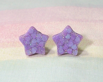 Fairy Kei Earrings, Glitter Star Earrings, Pop Kei Earrings, Cutecore Earrings, Sweet Lolita Earrings, Star Post Earrings, Kawaii Earrings