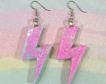 Mismatched Lightning Bolt Earrings: 80s Fairy Kei Stainless Steel