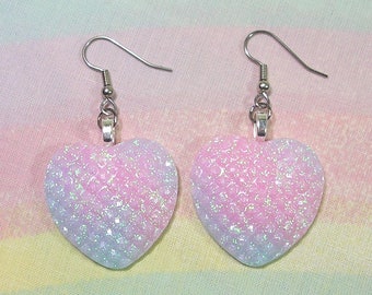 Pastel Heart Earrings, Fairy Kei Earrings, Pop Kei Earrings, Magical Girl Earrings, Yume Kawaii Earrings, Chunky Earrings, Deco Lolita