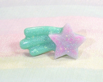 Fairy Kei Ring, Shooting Star Ring, Cutecore Ring, Sweet Lolita Ring, Pop Kei Ring, Magical Girl Ring, Glitter Ring, Decora Ring