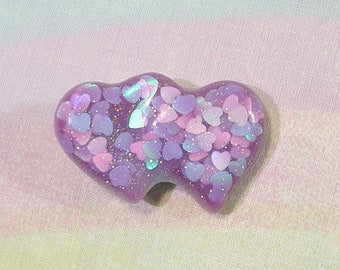 Fairy Kei Hair Clip, Pop Kei Hair Clip, Glitter Heart Hair Clip, Magical Girl Hair Clip, Double Heart Hair Clip, Valentine's Day Hair Clip