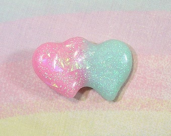 Fairy Kei Heart Hair Clip, Sparkle Kawaii Decora Accessory