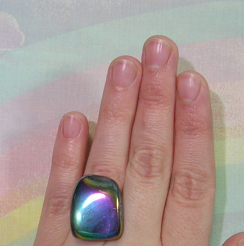 Gothic Ring Soft Grunge Ring Pastel Goth Ring Titanium Quartz Ring Goth Ring Crystal Ring Rainbow Crystal Ring Pastel Grunge Ring