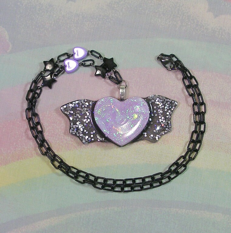 Pastel Goth Necklace Creepy Cute Necklace Glitter Goth Etsy