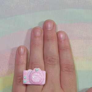 Fairy Kei Ring, Yume Kawaii Ring, Pop Kei Ring, Glitter Ring, Magical Girl Ring, Glitter Ring, Decora Ring, Camera Ring, Kitsch Ring image 2