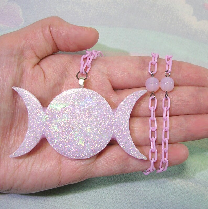 Pastel Goth Necklace Triple Moon Goddess Necklace Witchy Etsy