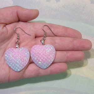 Pastel Heart Earrings, Fairy Kei Earrings, Pop Kei Earrings, Magical Girl Earrings, Yume Kawaii Earrings, Chunky Earrings, Deco Lolita image 2