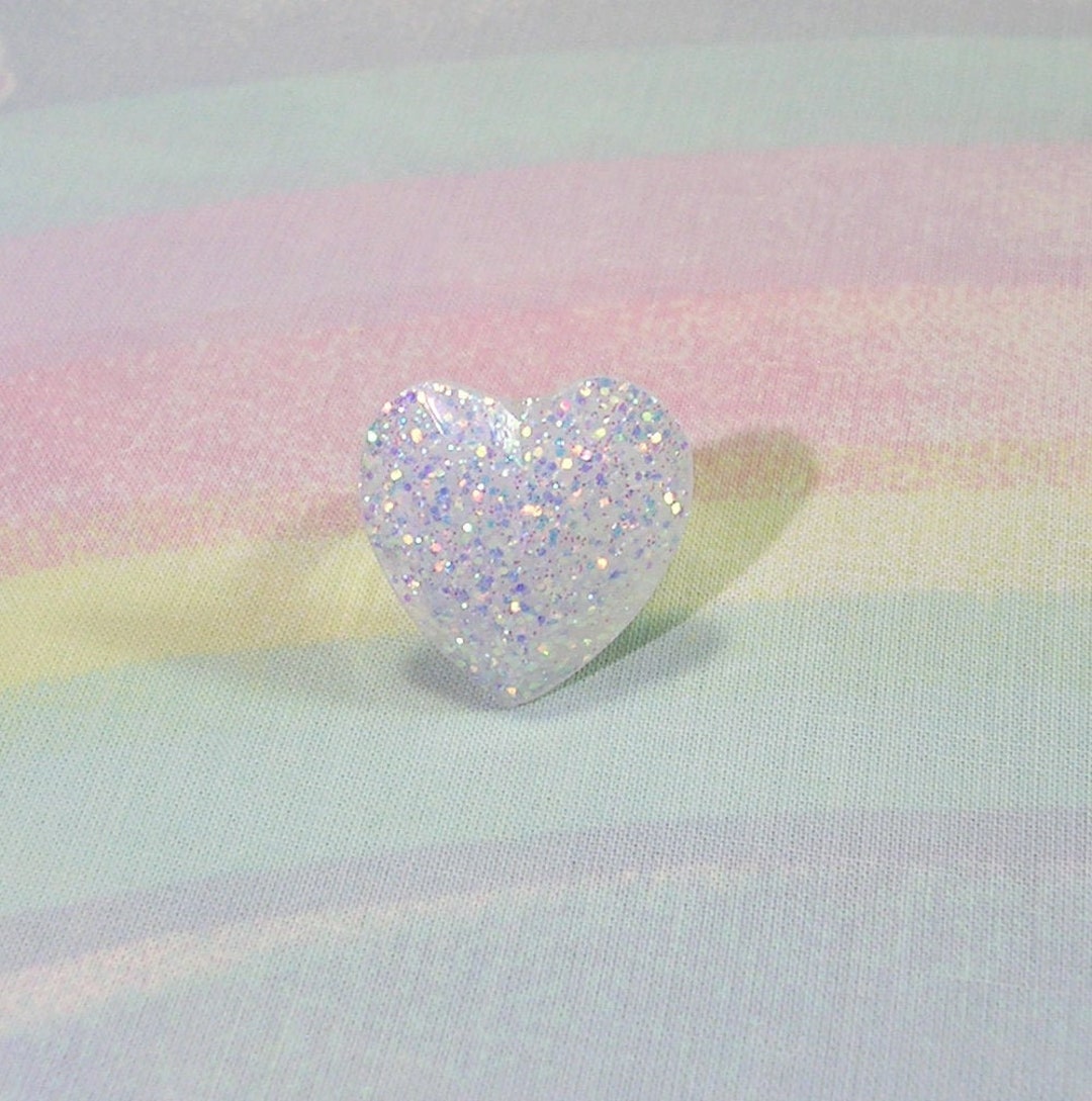 Fairy Kei Ring Pop Kei Ring Holographic Heart Ring Pastel - Etsy