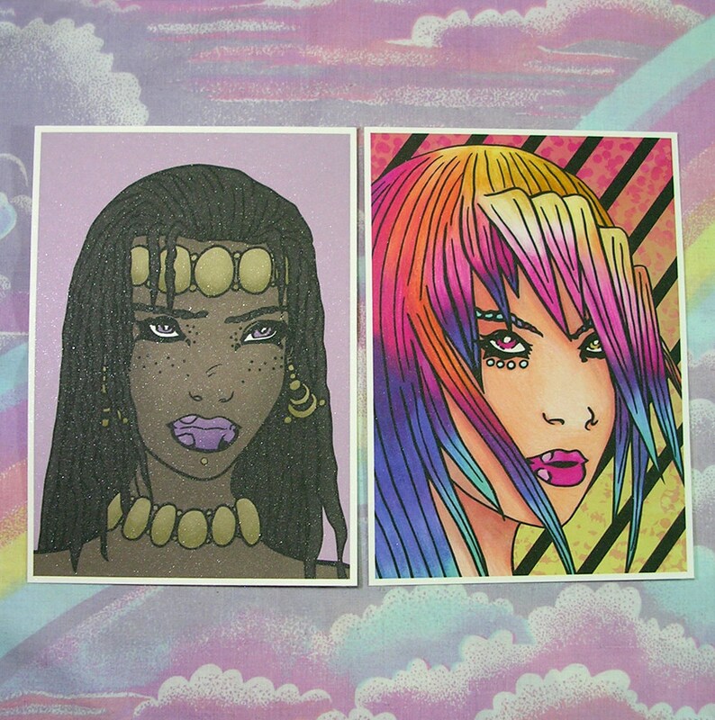 Comic Art Print Rainbow Hair Art Ethnic Art Print Glamour Etsy
