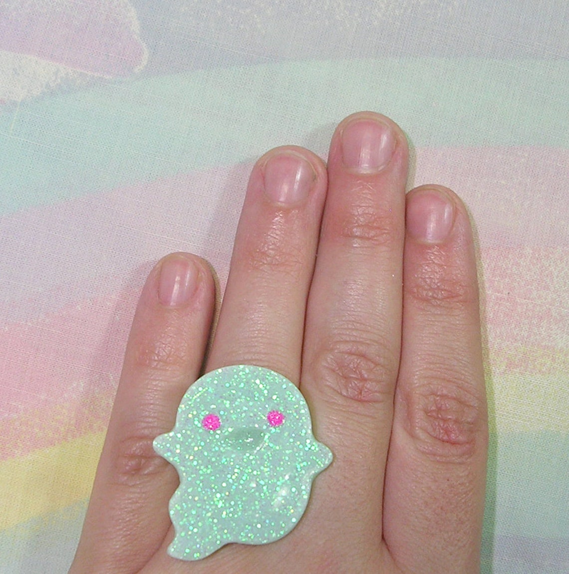 Pastel Goth Ring Creepy Cute Ring Halloween Ring Glitter Etsy