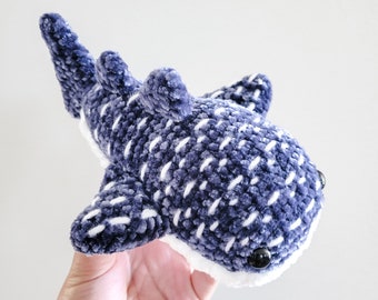 Velvet Whale Shark Plushie, Crochet Cuddle Stuffy, Nursery Plush, Whale Lover Gift, Ocean Home Decor, Undersea Gift, Kids Toy, Spotted Shark