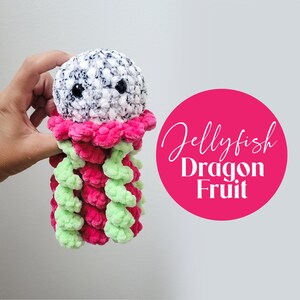 Dragon Fruit Jellyfish Plushie, Handmade Sea Creature Stuffed Animal, Ocean Lover Plush, Crochet Marine Undersea Toy, Baby Shower Gift