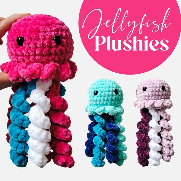 Soft Jellyfish Plushie, Handmade Sea Creature Stuffed Animal, Ocean Lover Plush, Marine Undersea Toy for Nursery, Crochet Baby Shower Gift
