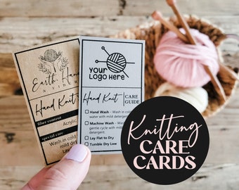 Hand Knit Care Card Template: Editable Washing Instructions (Digital Download)
