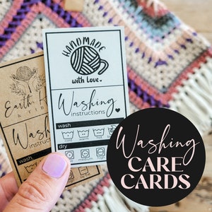 Waschanleitung Pflegekarte, bearbeitbare druckbare Kleidungsstück-Tag-Vorlage, Boutique-Kleidungsetiketten, benutzerdefinierte Wäschetipps, fügen Sie Ihr LOGO hinzu