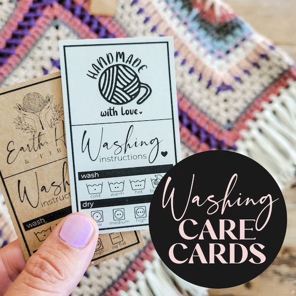 Washing Instructions Care Card, Editable Printable Garment Tag Template, Boutique Clothing Labels, Custom Laundry Tips, ADD YOUR LOGO