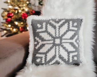 Nordic Snowflake Pillow Cover Crochet Pattern: Winter Holiday Hygge Decor (PDF Pattern)