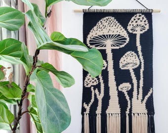Mushroom Forest Tapestry Crochet Pattern, Toadstool Wall Hanging, Intermediate Level
