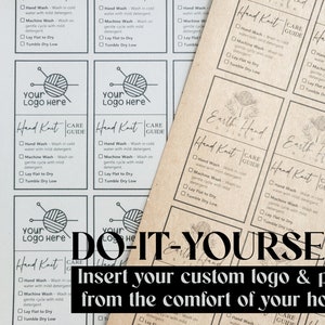 Hand Knit Care Card Template, Editable Printable Washing Instructions ...