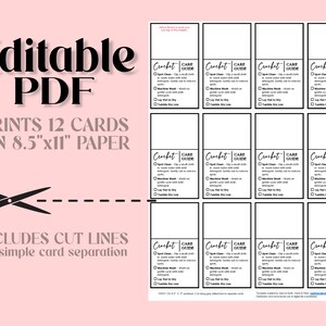 May include: Printable crochet care guide cards. The PDF includes 12 cards that print on 8.5 x 11 inch paper. The cards have cut lines for easy separation.
