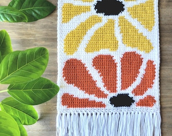 Abstract Daisy Tapestry Crochet Pattern: Matisse-Inspired Wall Hanging (PDF Pattern)