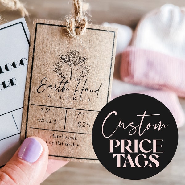 Custom Printable Price Tag Template, Editable Boutique Markers, Craft Show Labels, Clothing Size Cards, Customizable Store Signage with Logo