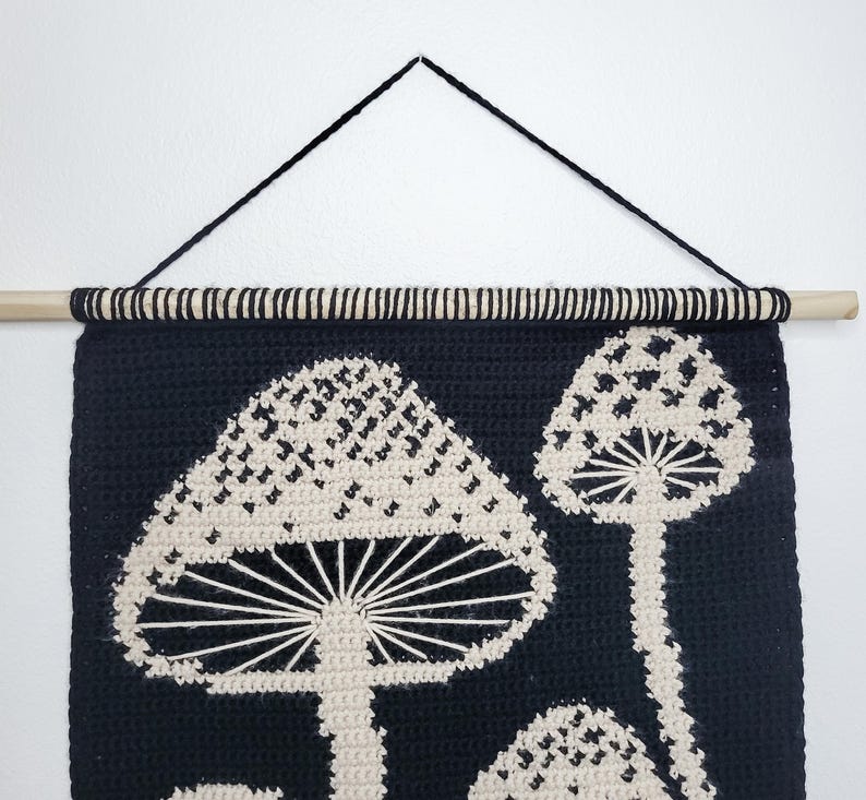 Mushroom Forest Tapestry Crochet Pattern, Toadstool Wall Hanging, Intermediate Level image 7