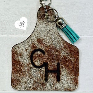COWHIDE | large cattle tag keychain