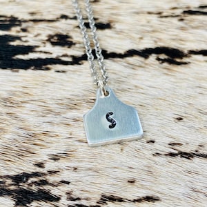 TINY CATTLE TAG | initial necklace