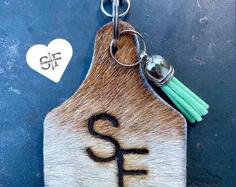 COWHIDE | small cattle tag keychain