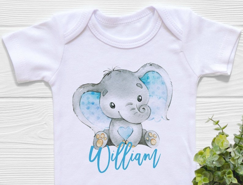 Elephant Onesie® Baby Boy Clothes Personalized Baby Little Etsy