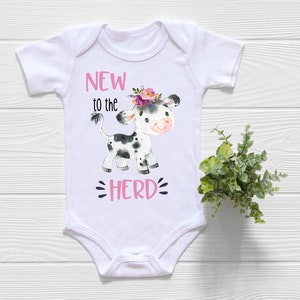 Farm bodysuit,Floral Cow bodysuit,New to the Herd bodysuit,Cow Baby Shower Gift,Baby Girl Clothes,Hipster Baby Clothes,Cute bodysuit,Country