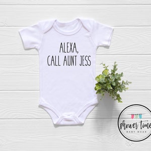 Custom Aunt Baby Onesie®, Alexa® Call Auntie Baby Onesie®, Aunties BFF Onesie® for Baby, Funny Auntie Bodysuit for Baby, New Aunt Gift