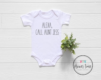 Benutzerdefinierte Tante Baby Body®, Alexa Call Auntie Baby Onesie®, Tanten BFF Onesie® für Baby, lustiger Tante Body für Baby, neue Tante Geschenk