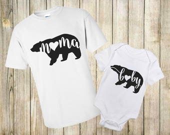 Mama Bear Shirt Set - Mommy and Me Shirts -Mommy and Me Outfits - Mom and Baby Shirts - Baby Boy- Baby Girl -Family Shirts-Baby Bear Shirt