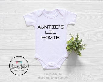 Auntie's Lil' Homie Baby Onesie® - Cute Auntie Baby Onesie - Aunties Homie Onesie- Funny Aunt Baby Onesie - Baby Shower Gift - New Aunt Gift