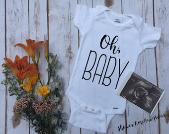 Oh, Baby Pregnancy Announcement Onesie® - Onesie - Pregnancy Reveal - Maternity Photography-Photo Prop-Surprise Reveal-Announcing Pregnancy