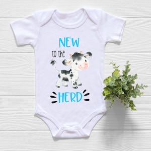 Farm bodysuit, Cow bodysuit, New to the Herd bodysuit, Cow Baby Shower Gift,Unisex Baby Clothes,Hipster Baby Clothes, Cute bodysuit