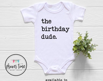 The Birthday Dude Onesie® - Boys Vintage Bodysuit - Birthday Boy Natural Baby Onesie®