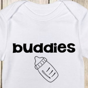 Drinking Buddies Onesie® Twins, Funny Twin Onesies, Gender Neutral Twin Onesies, Twin Baby Shower, New Baby Gift Twins, win Baby Gift Funny image 4